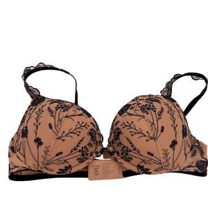 Soma Cream & Blue Lace Wildflower Push Up Bra Size 38C